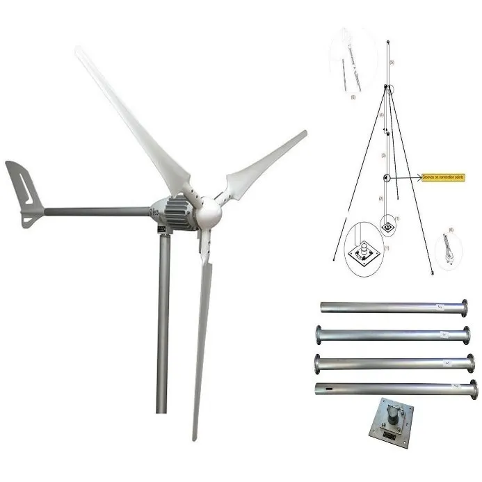 Kit éolienne domestique avec régulateur + Mât 1000w 24v