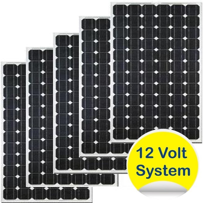 Lot de 5 panneaux solaires photovoltaiques 100W 12v