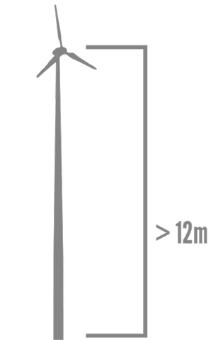 Eolienne sur mât de plus de 12m